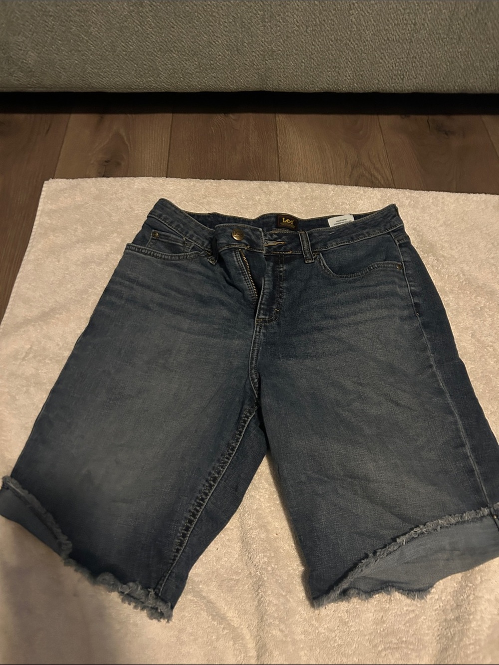Lee Women's Mid Blue Boyfriend Denim Bermuda Shorts